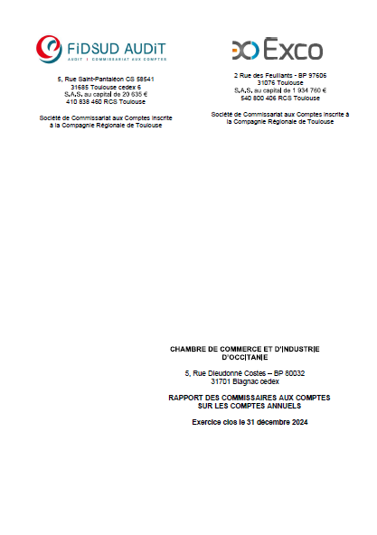 Rapport commissaires aux comptes des comptes combinés 2024 - CCI Occitanie